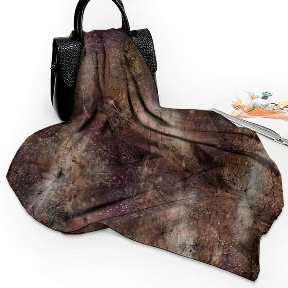 Night Sky in Cosmic Virgo Brown Square Pure Silk Scarf - Picture 3 of 10